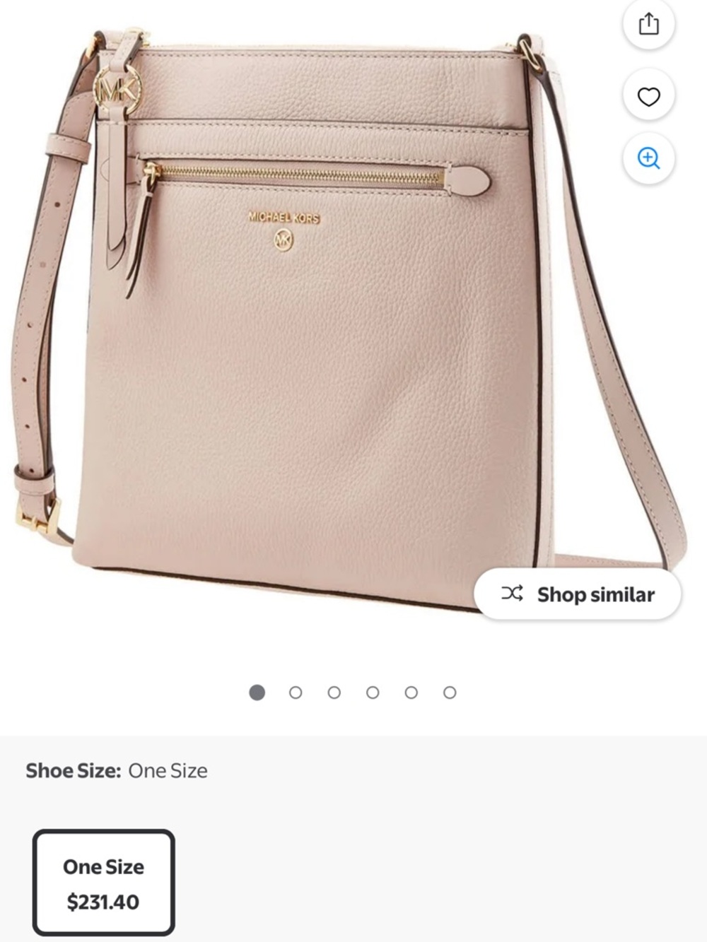 Michael Kors Blush Pink Leather Crossbody with Gold Hardware